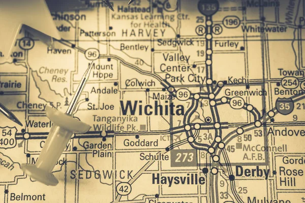 Wichita Usa Mapa Fondo Viaje — Foto de Stock