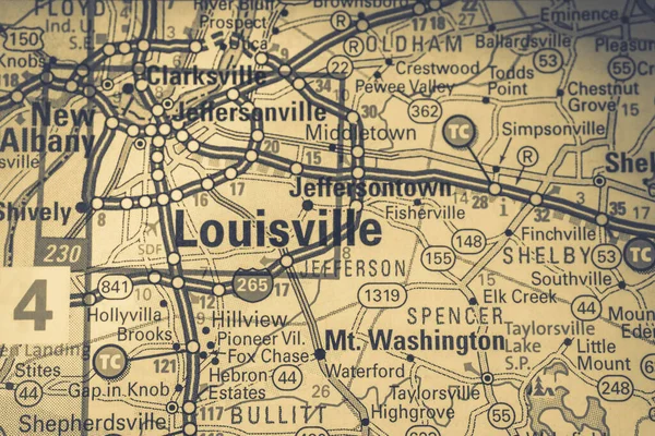 Louisville Mapě Usa Cestovní Zázemí — Stock fotografie