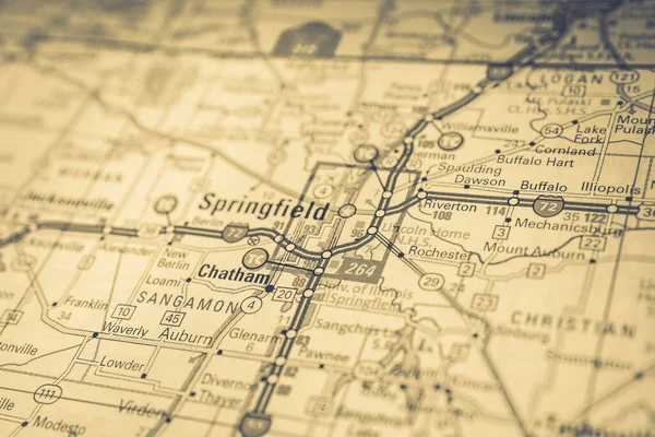 Springfield Sur Carte Des États Unis Fond Voyage — Photo