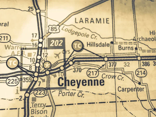 Cheyenne Sur Carte Usa — Photo