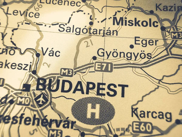 Budapeste Sobre Mapa Europa — Fotografia de Stock