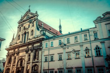 Muhteşem kış Lviv mimarisi ve sokakları