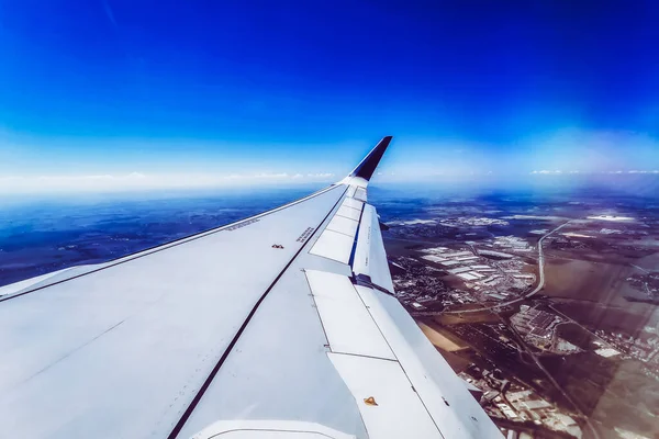 View Airplane Window Wing — Stock Photo, Image