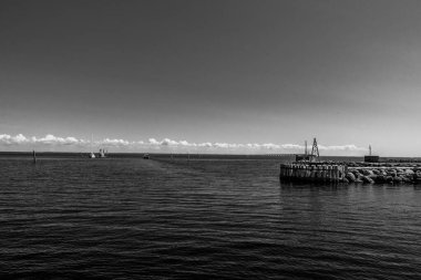 Yatları olan güzel Danimarka limanı