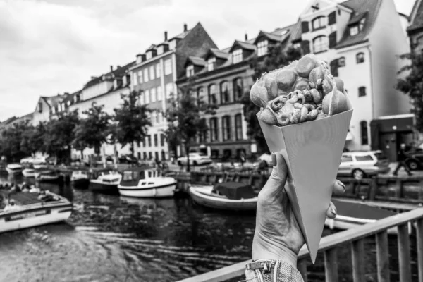 コペンハーゲンを背景にしたアイスクリームワッフル — ストック写真