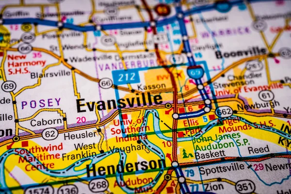 Evansville Auf Der Usa Karte Reisehintergrund — Stockfoto