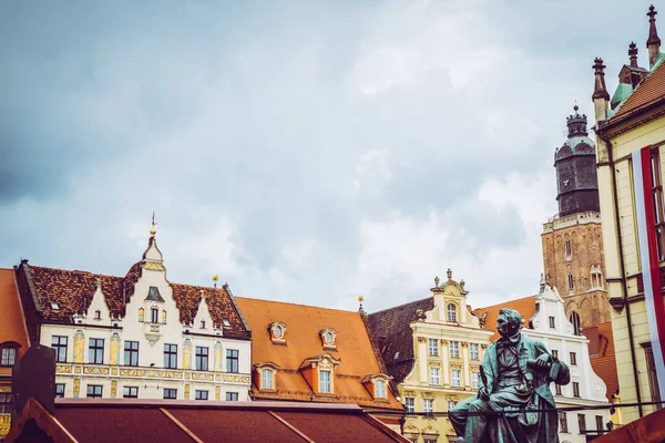 Kaunis Torilla Wroclaw Kauniita Vanhoja Taloja — kuvapankkivalokuva