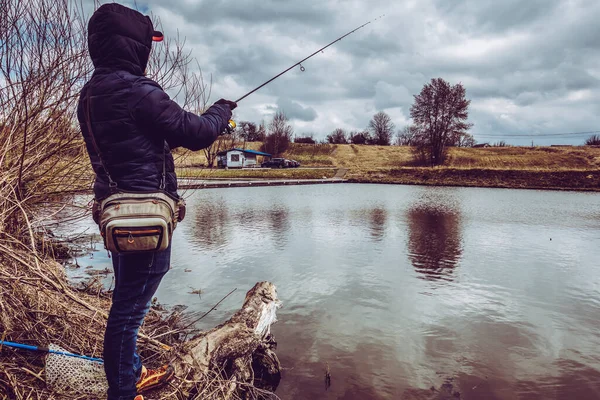 Pesca Truchas Lago — Foto de Stock