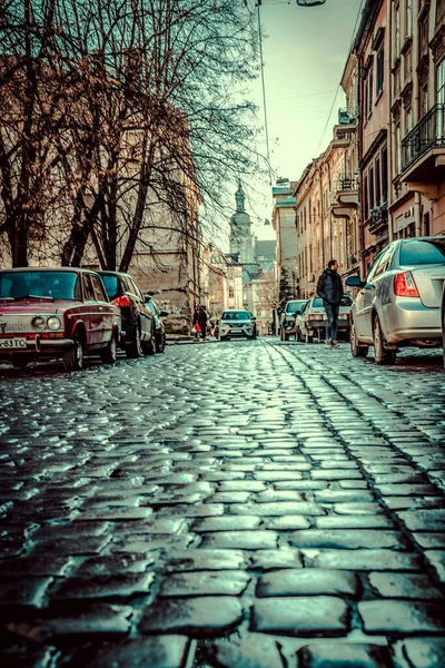 Magnificent Winter Lviv Architecture Streets — Stock Photo, Image