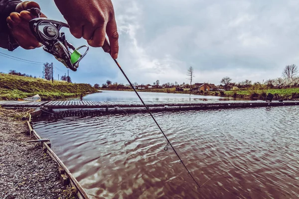 Pesca Riposo Campagna Contesto Sul Tema Della Ricreazione — Foto Stock