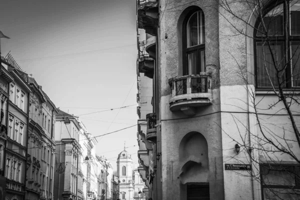 Nádherná Zima Lvov Architektura Ulice — Stock fotografie