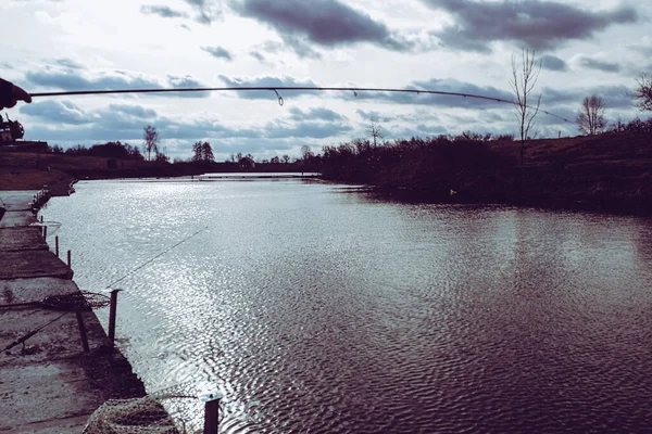 Pêche Dans Fond Lac — Photo