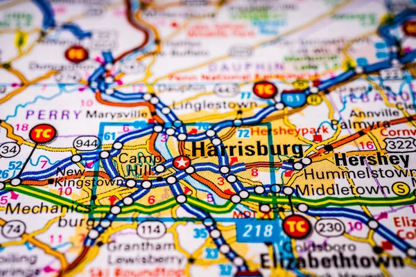Harrisburg Fundo Mapa Dos Eua — Fotografia de Stock