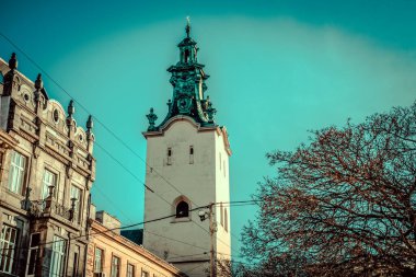 Muhteşem kış Lviv mimarisi ve sokakları