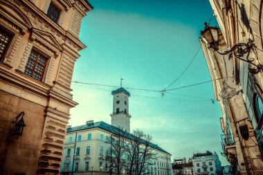 Muhteşem kış Lviv mimarisi ve sokakları