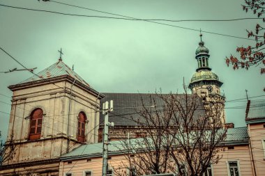 Muhteşem kış Lviv mimarisi ve sokakları