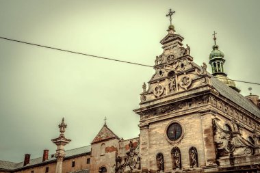 Muhteşem kış Lviv mimarisi ve sokakları