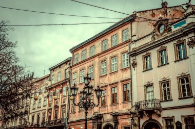 Muhteşem kış Lviv mimarisi ve sokakları