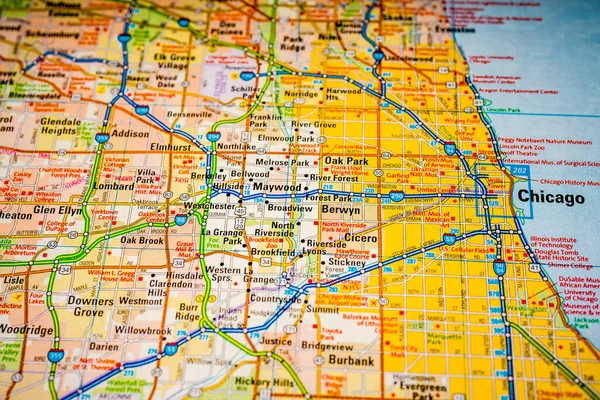 シカゴアメリカ旅行地図背景 — ストック写真