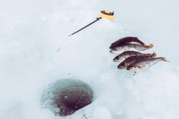 Winter Ice Fishing Background — Stock Photo, Image