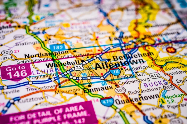 Allentown Usa Map Travel Background — 图库照片