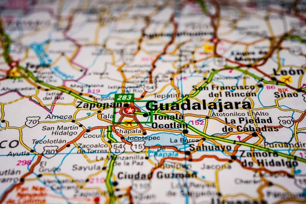 Guadalajara Mapa Viaje México — Foto de Stock