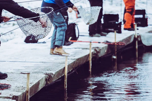 Рыбалка Форели Озере Рыболовный Отдых — стоковое фото