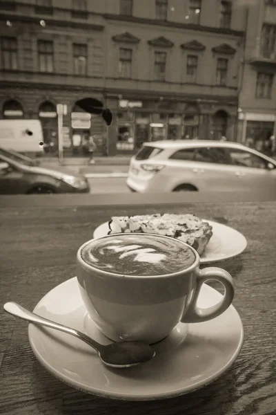 Fine breakfast in Prague, coffee and cake