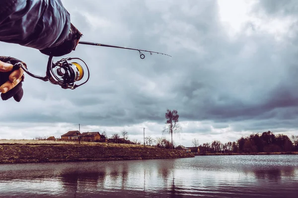 Pesca Ricreazione All Aperto Sfondo Lago — Foto Stock