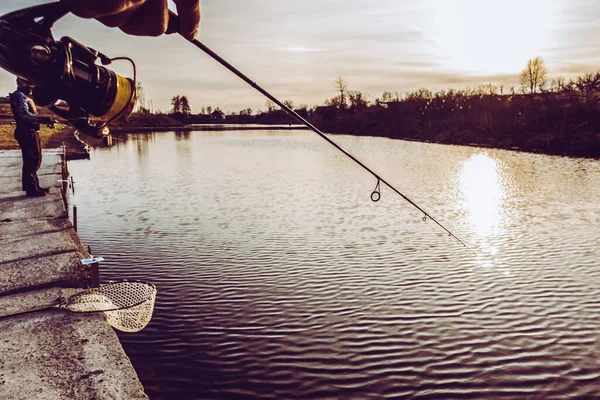 Pesca Truchas Lago —  Fotos de Stock