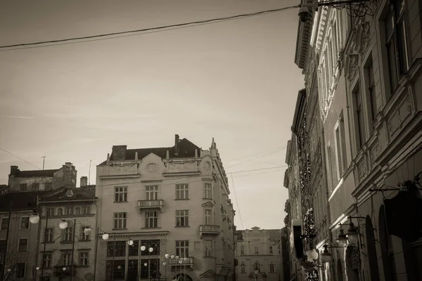 Magnificent Winter Lviv Architecture Streets — Stock Photo, Image