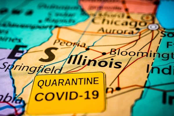 Estado Illinois Covid Fondo Cuarentena — Foto de Stock
