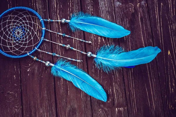 Dream Catcher Wooden Background — Stock Photo, Image