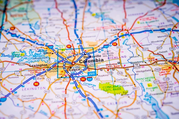 Columbia Usa Cestovní Mapa Pozadí — Stock fotografie