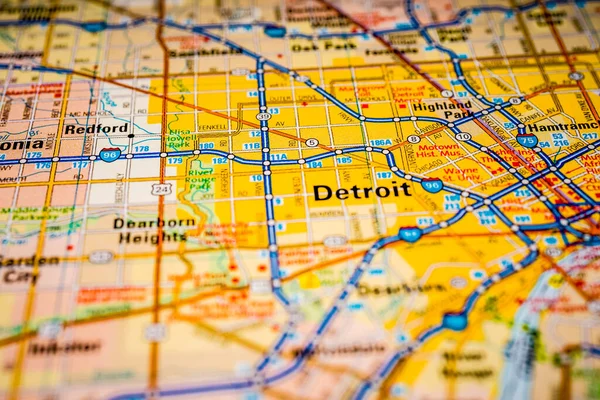 Detroit Usa Cestovní Mapa Pozadí — Stock fotografie