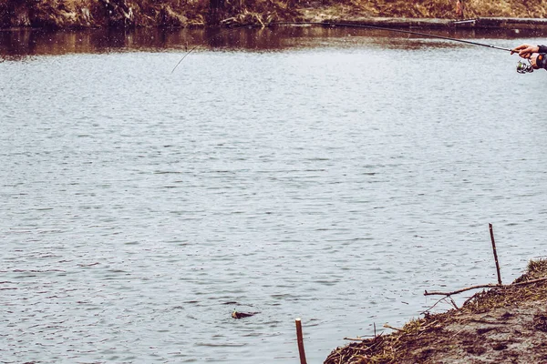 Pesca Del Luccio Sul Lago Attività Ricreative Pesca — Foto Stock