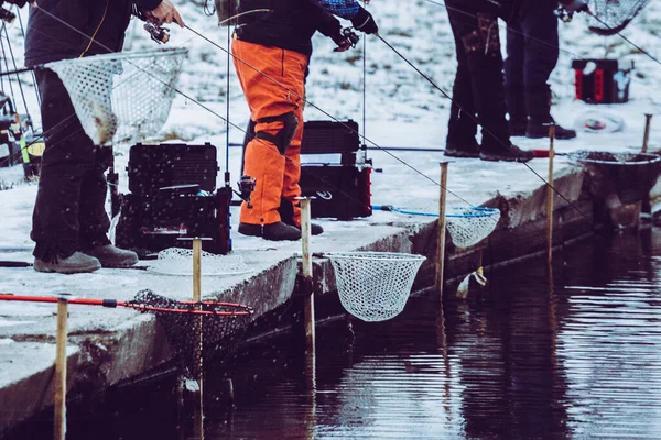 Pêche Truite Sur Lac Loisirs Pêche — Photo