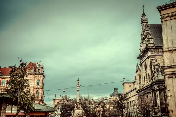 Wspaniała Zima Architektura Ulice Lwowa — Zdjęcie stockowe