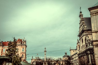 Muhteşem kış Lviv mimarisi ve sokakları