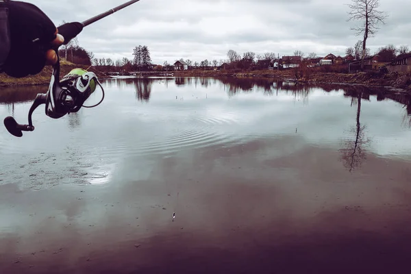 Pêche Brochet Sur Lac — Photo