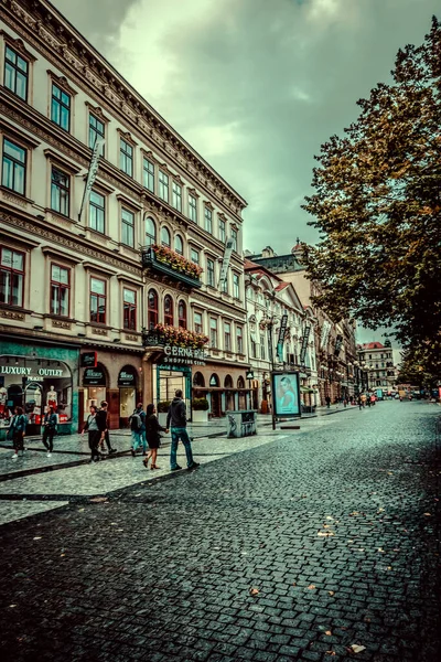 Ruas Bonitas Arquitetura Outono Praga — Fotografia de Stock