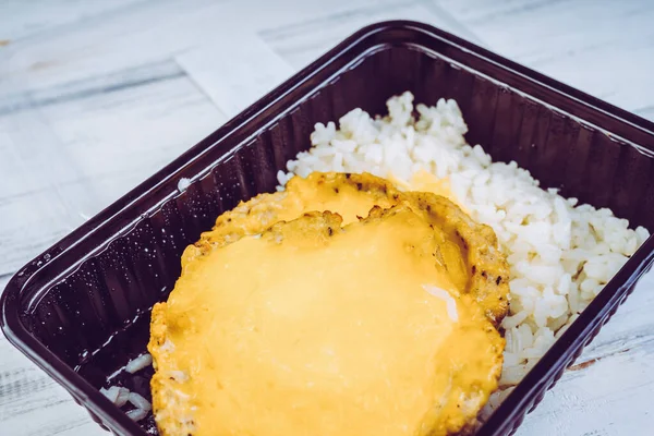 Chicken Cutlet Cheese Rice — Stockfoto