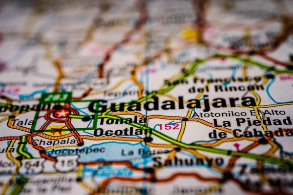 Guadalajara Mapa Viaje México — Foto de Stock