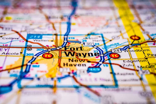 Fort Wayne Usa Travel Map Background — Stock Photo, Image