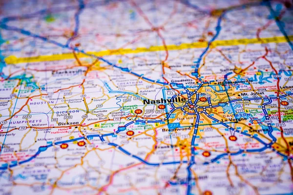 Nashville Nos Eua Mapa Fundo — Fotografia de Stock