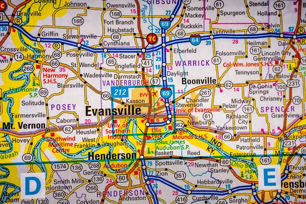アメリカのエバンズビル地図旅行の背景 — ストック写真