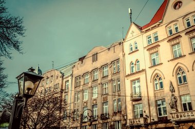 Muhteşem kış Lviv mimarisi ve sokakları