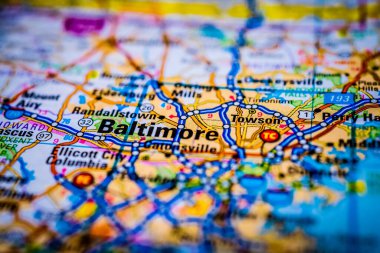 Baltimore on USA map background clipart