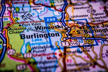 Usa haritasında Burlington. Seyahat arkaplanı