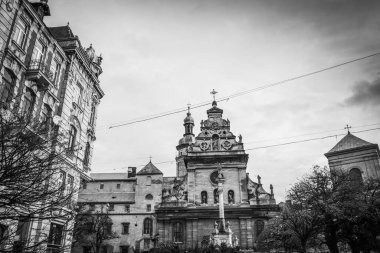 Muhteşem kış Lviv mimarisi ve sokakları